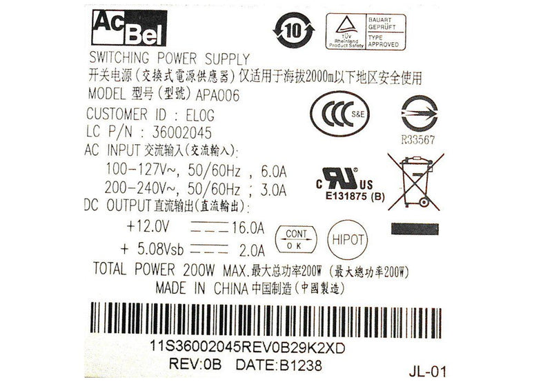 For Lenovo B540 200W Power Supply APA006 36002045 AcBel-FKA