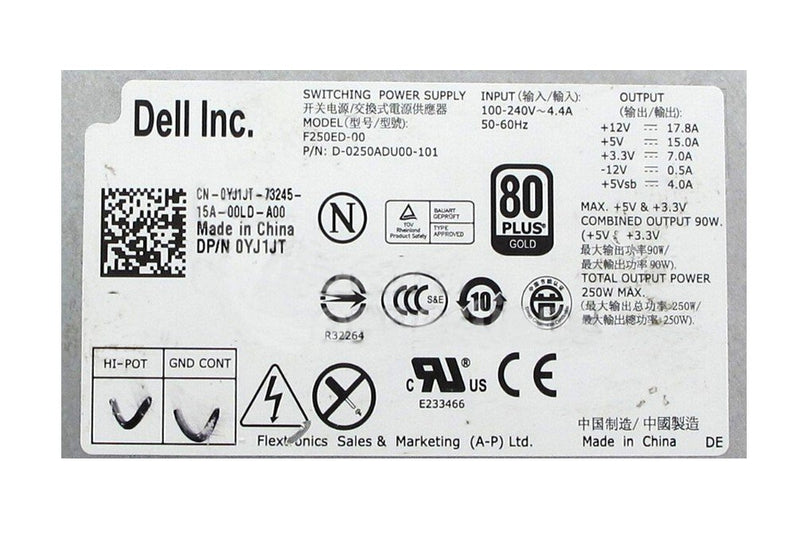 Dell YJ1JT 0YJ1JT Power Supply for Inspiron 620s Vostro 260s DT L250NS-00 250W-FKA