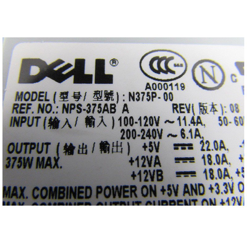Dell K8956 0K8956 Power Supply for L375P-00 Dimension 9200 XPS 420 375W-FKA