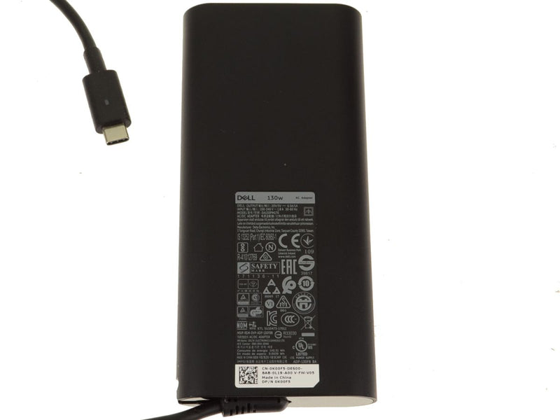 For Dell OEM 130-watt AC Power Adapter with USB Type-C Connector - 130 Watt - K00F5-FKA
