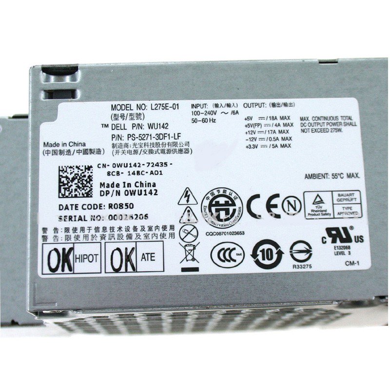 Dell WU142 0WU142 275W Power Supply for Optiplex 740 745 755 SFF L275E-01-FKA
