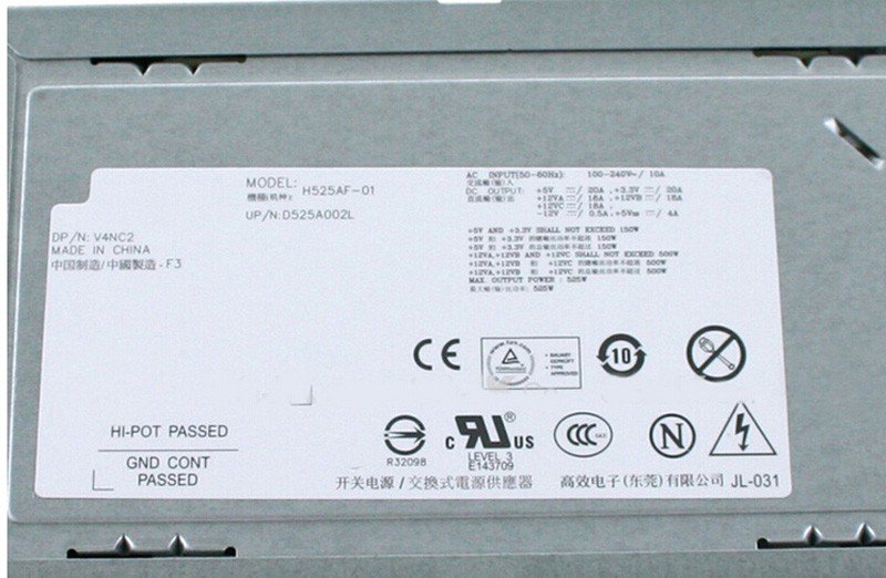 Dell Precision T3500 525W Power Supply V4NC2 0V4NC2 CN-0V4NC2 H525AF-01 PSU-FKA