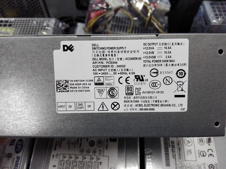 Dell W72XN 0W72XN Optiplex 3040 5040 7040 240W Power Supply AC240EM-00-FKA