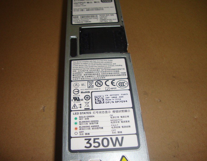 Dell PowerEdge R320 R420 Redundant Power Supply 350W P7GV4 0P7GV4 L350E-S1-FKA
