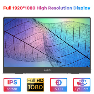 Speedinfo 13.3 inch Portable Monitor, Ultra Slim Lightweight Portable Dispaly for MacBook Dell XPS Laptop, Full HD 1080 IPS Screen, Full Function USB Type-C with Smart Magnetic Stand Cover-FKA
