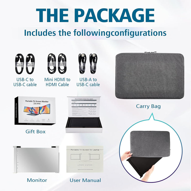 DELL Triple Portable Monitor – 15.6" FHD IPS Screen Extender for Laptops