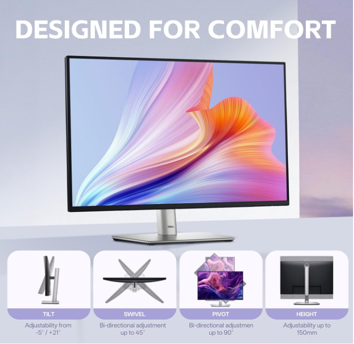 Dell P2425E WUXGA 24" Monitor – USB-C, DisplayPort,1920 × 1200 16:10 IPS Display