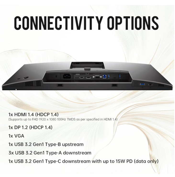 Dell P2425H Monitor 24 Inch – Full HD 1080p IPS Display with DisplayPort & USB-C Connectivity (New)