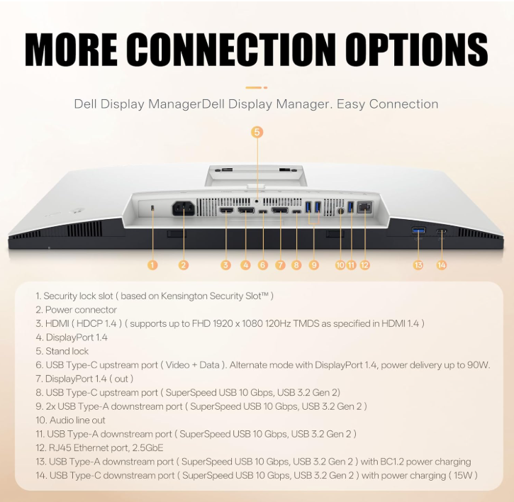 Dell U2424HE 24" UltraSharp Monitor – 1080p FHD IPS with Type-C & DisplayPort