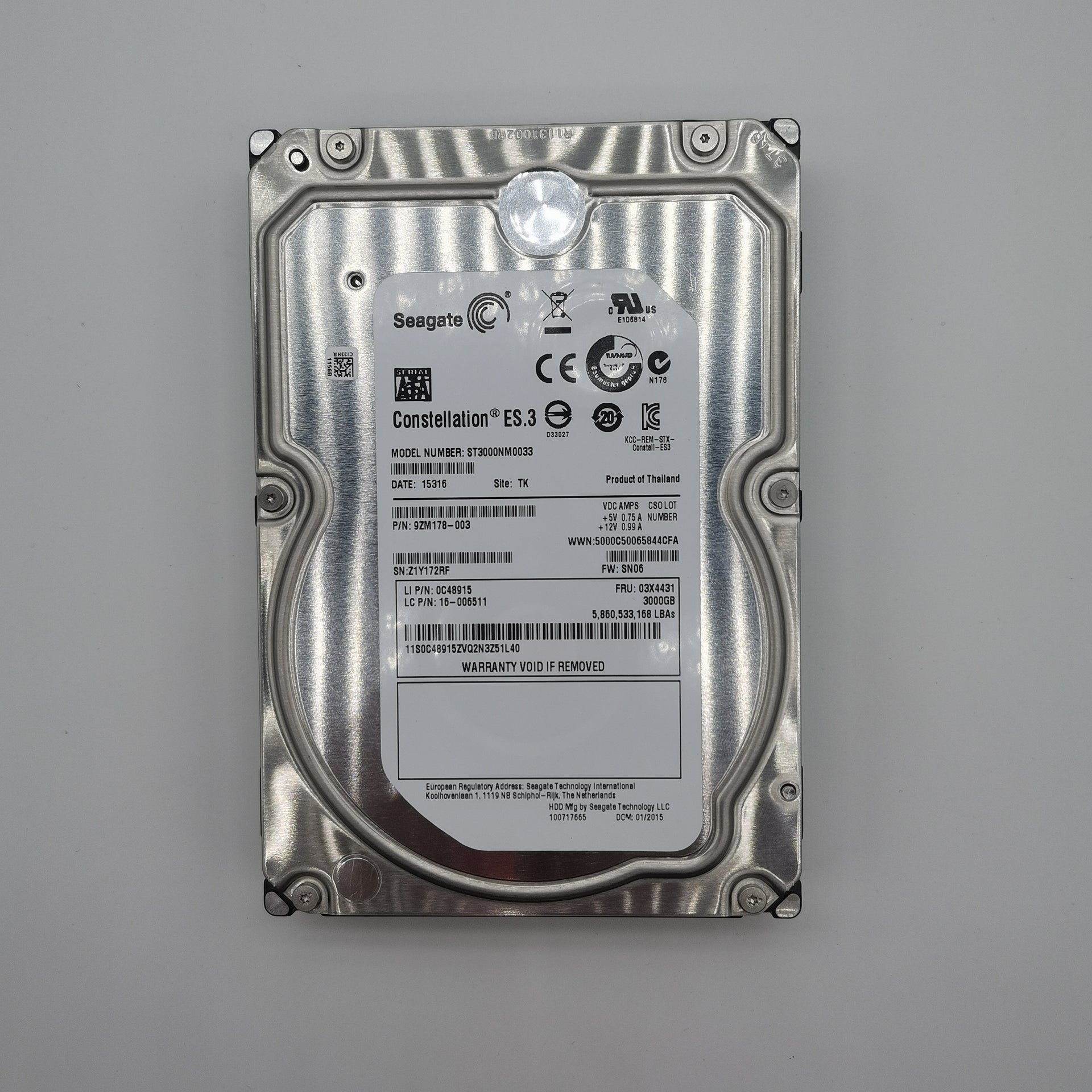 Hard Drive for Lenovo 46X9931 - 3TB 7.2K RPM 64MB Cache 6G SATA 3.5" 16-006511-FKA