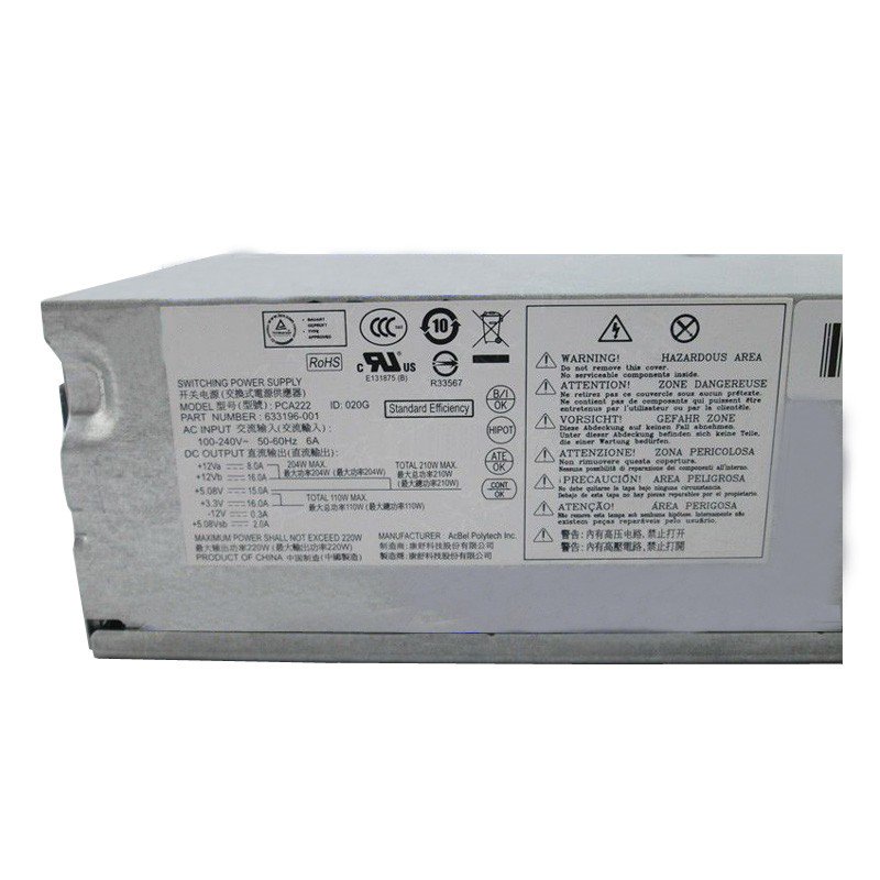HP Pavilion S5-1000 220Watt Power Supply 633196-001 PS-6221-7-FKA