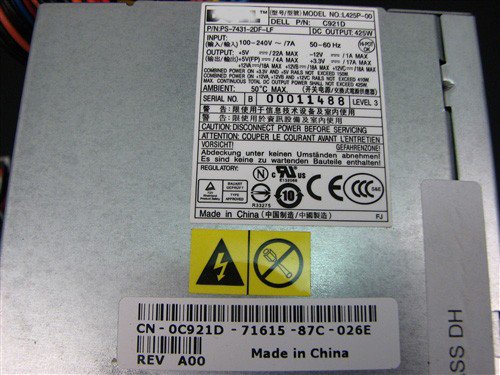Dell XPS 410 420 430 425W Power Supply C921D 0C921D L425P-00-FKA