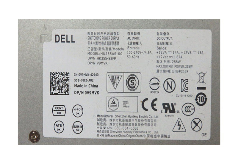 For Dell Optiplex 3020 9020 SFF 255W Power supply V9MVK HU255AS-00 HK355-82FP-FKA
