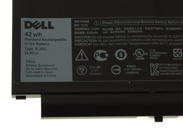 Dell OEM Latitude E7470 / E7270 3-cell 42Wh Original Laptop Battery - 7CJRC w/ 1 Year Warranty-FKA