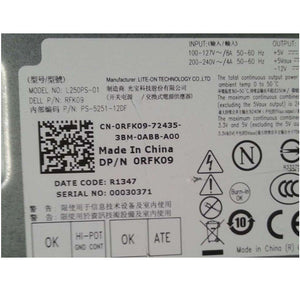 Dell RFK09 0RFK09 250Watt Power Supply for Optiplex 390 990 790 DT PSU L250PS-01-FKA