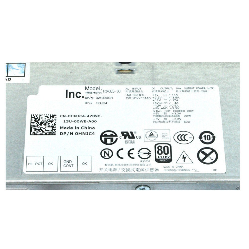 Dell Optiplex 390 790 990 Slim Form Factor SFF HNJC4 240 Power Supply-FKA