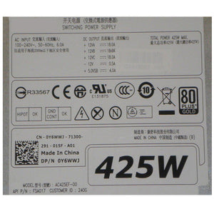For Dell Precision T3600 425W Redundant Power supply  AC425EF-00 0Y6WWJ-FKA