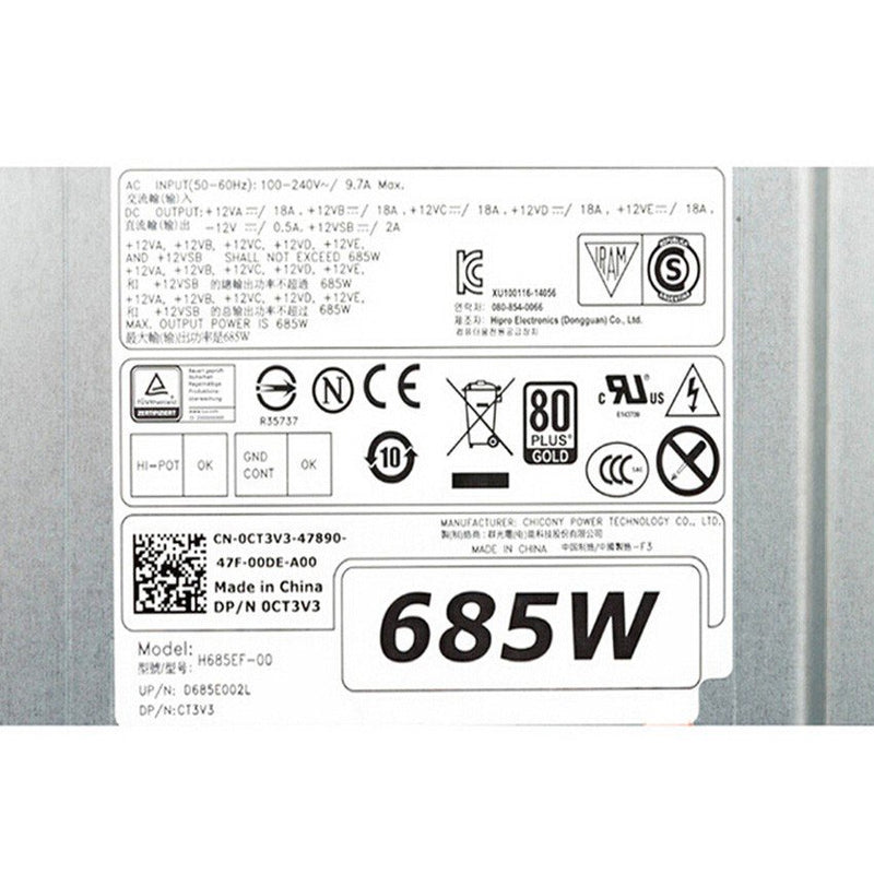 Dell Precision Tower 5810 CT3V3 0CT3V3 CN-0CT3V3 H685EF-00 685W Power Supply-FKA