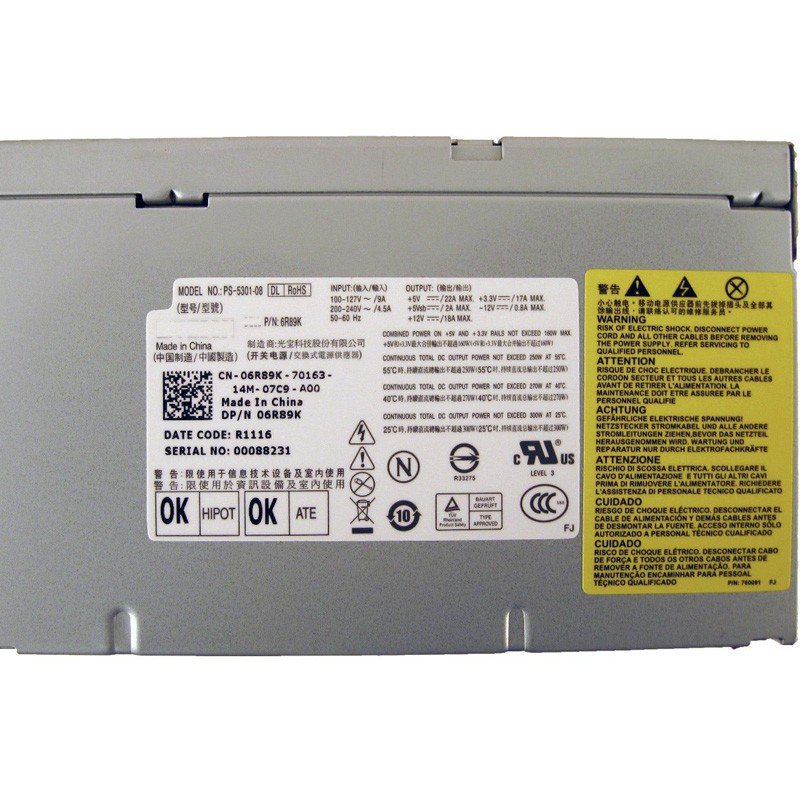 Dell 6R89K 06R89K Power Supply for Inspiron 570 PS-5301-08 300W-FKA