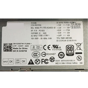 For Dell  AC240ES-00 Optiplex 790 990 SFF Computer Power Supply J50TW 0J50TW-FKA