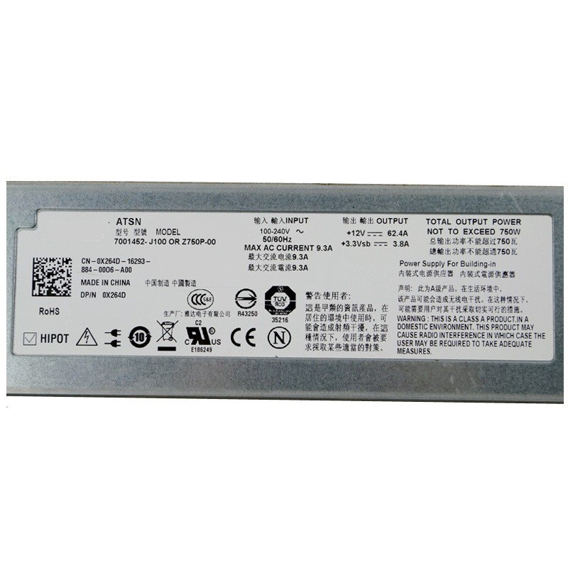 Dell Precision R5400 750Watt Power Supply 0X264D Z750P-00 7001452-J100-FKA