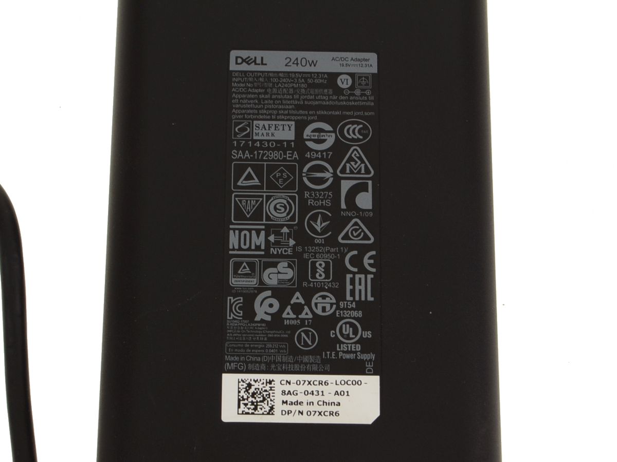 For Dell OEM Precision 7730 / 7740 Laptop Charger 240 watt Genuine AC Power Adapter - 7XCR6-FKA