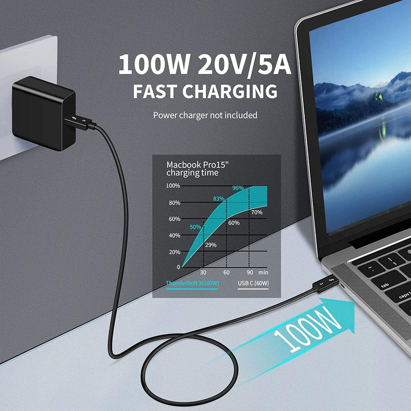 Thunderbolt 3 Cable 3.3ft, 40Gbps Data Transfer, 5K Displays, 100W Charging, Compatible for MacBook, Dell, ThinkPad, HP, Chromebook, and USB-C Devices (0.5M+1M)-FKA