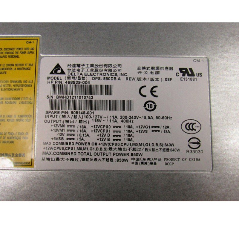 For HP Z800 Workstation Server 508148-001 468929-004 850W Power Supply-FKA
