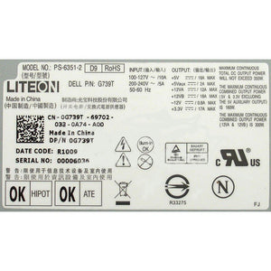 Dell G739T 0G739T Inspiron 530 531 Vostro 200 400 Studio 540 PS-6351-2 350w Power Supply-FKA