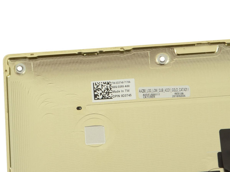 New Dell OEM XPS 13 (9360 / 9350) Bottom Base Metal Cover Assembly - GOLD - D3T45-FKA