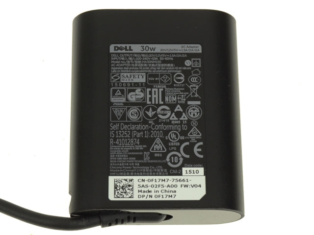 For Dell OEM 30-Watt USB Type-C AC Power Adapter with Connector - F17M7 - RDYGF-FKA
