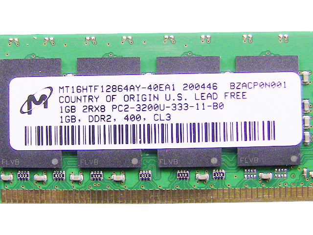 For Dell OEM DDR2 400Mhz 1GB PC2-3200U Non-ECC RAM Memory Stick - MT16HTF12864AY-40EA1 w/ 1 Year Warranty-FKA