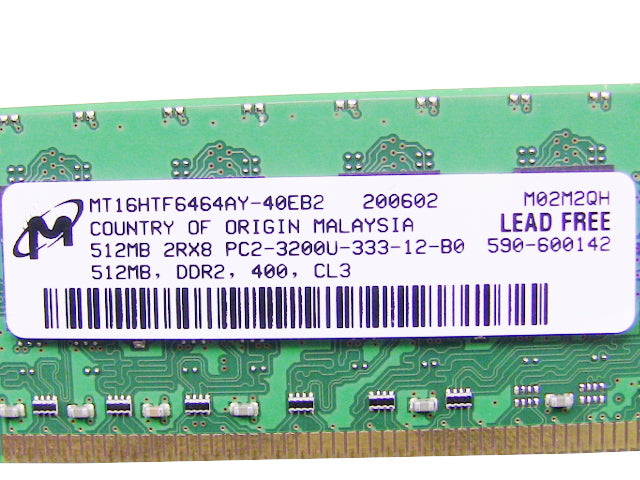 For Dell OEM DDR2 400Mhz 512MB PC2-3200U Non-ECC RAM Memory Stick - MT16HTF6464AY-40EB2 w/ 1 Year Warranty-FKA