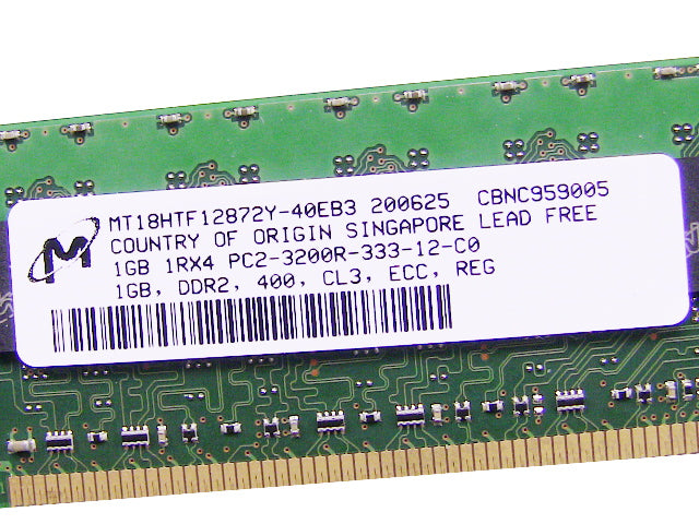 For Dell OEM DDR2 400Mhz 1GB PC2-3200R ECC RAM Memory Stick - MT18HTF12872Y-40EB3 w/ 1 Year Warranty-FKA