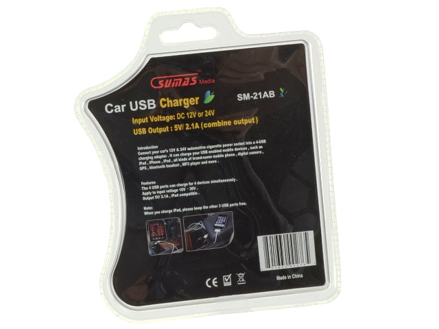 New Universal 4-Port USB Car Charger - SM21AB-FKA