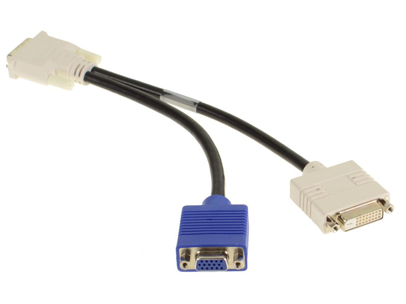 For Dell OEM Splitter Monitor Cable DVI-I Dual Link Male to VGA Female and DVI-D Female Split Cable Adapter - WU329-FKA