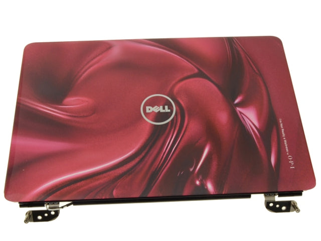 New Red Swirl - Dell OEM Inspiron 15 (1545 / 1546) 15.6" LCD Back Cover Lid Plastic with Hinges - XR3M1-FKA