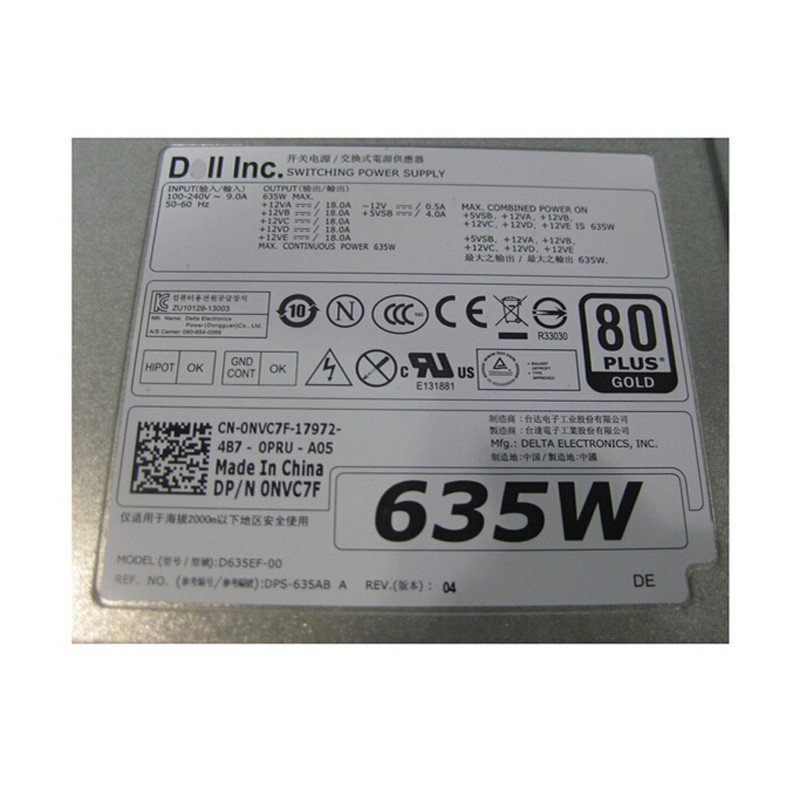 Dell Precision T3600 T5600 Power Supply D635EF-00 DPS-635AB A 635W PSU NVC7F 0NVC7F CN-0NVC7F Server Power Supply-FKA