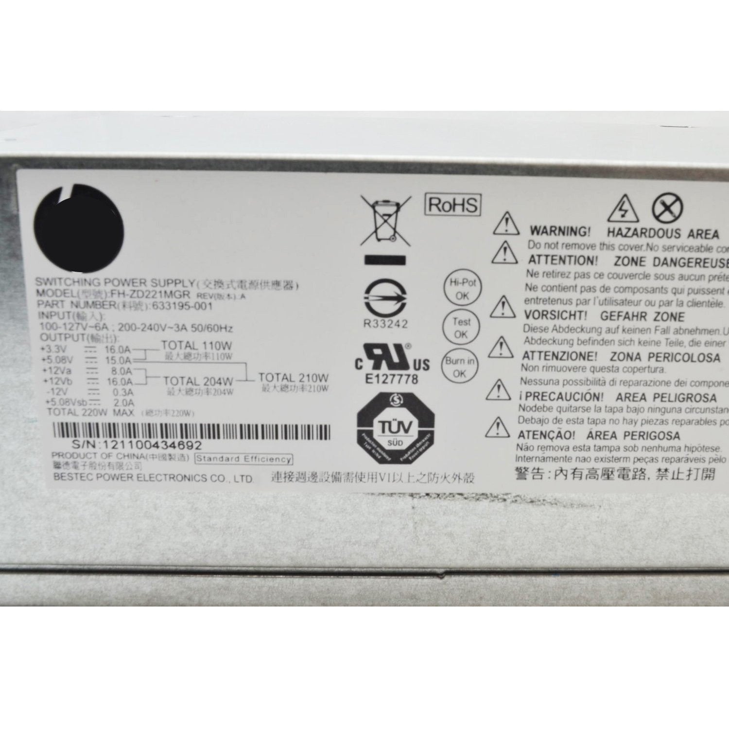 HP Pavilion Slimline 633195-001 220W PC Replacement Power Supply Unit-FKA