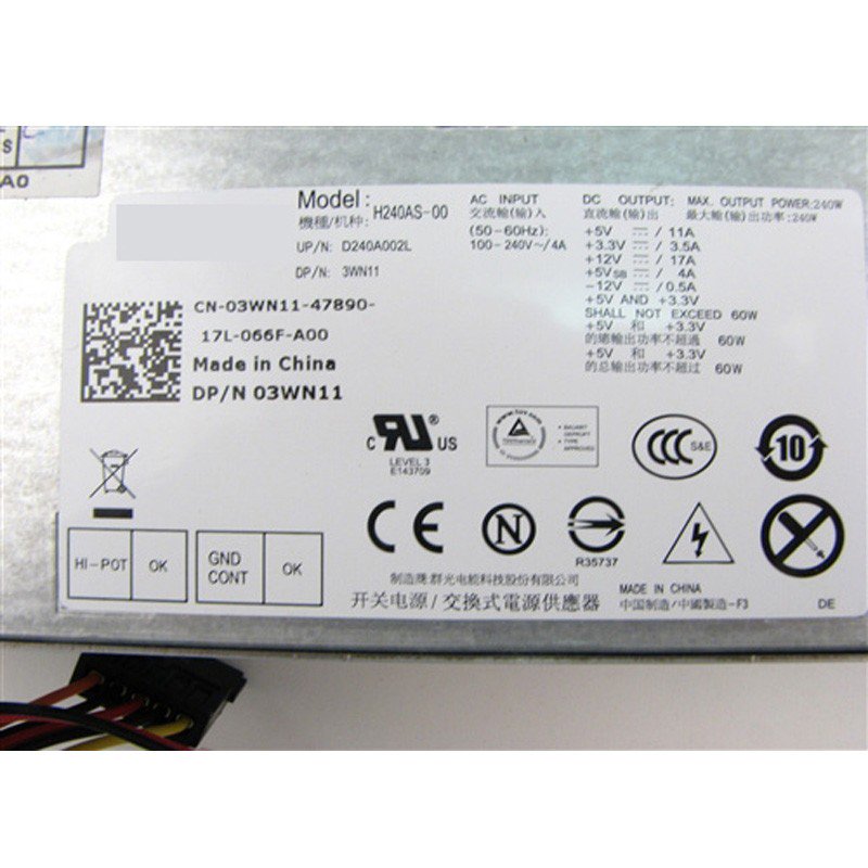Dell Optiplex 790 990 SFF 240W Power Supply Unit 03WN11 H240AS-00-FKA