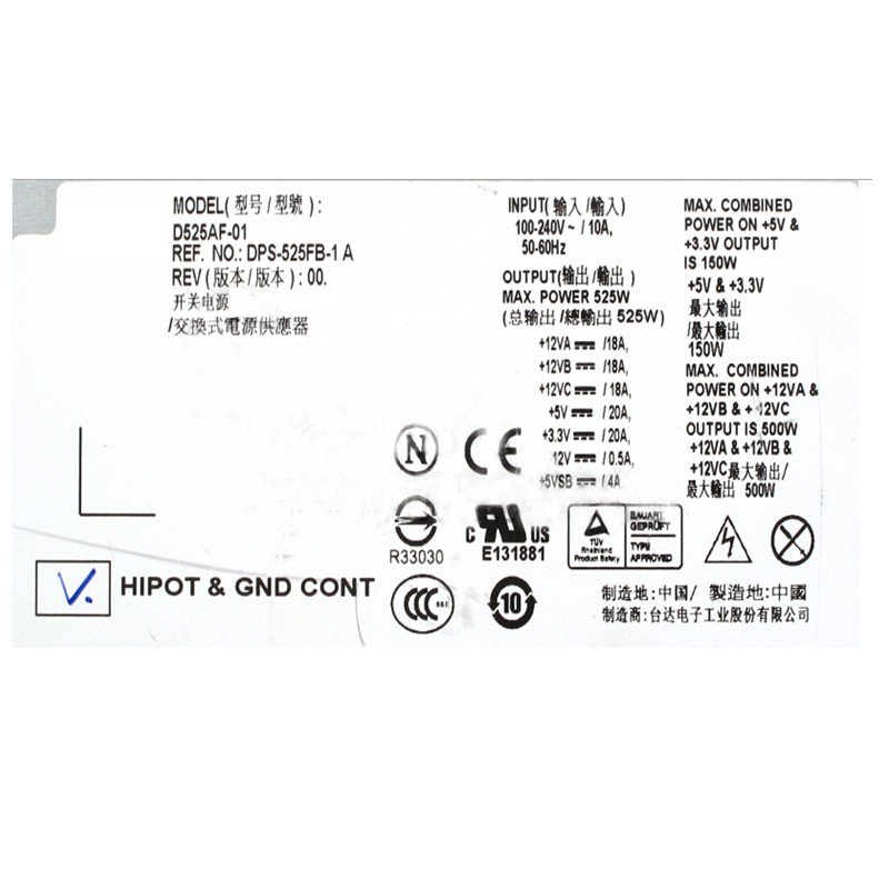 Dell Precision T3400 Systems 525Watt Power Supply 0M1J3H D525AF-01-FKA