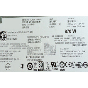 For Dell PowerEdge R710 T610 870W Server Power Supply 7NVX8 A870P-00-FKA