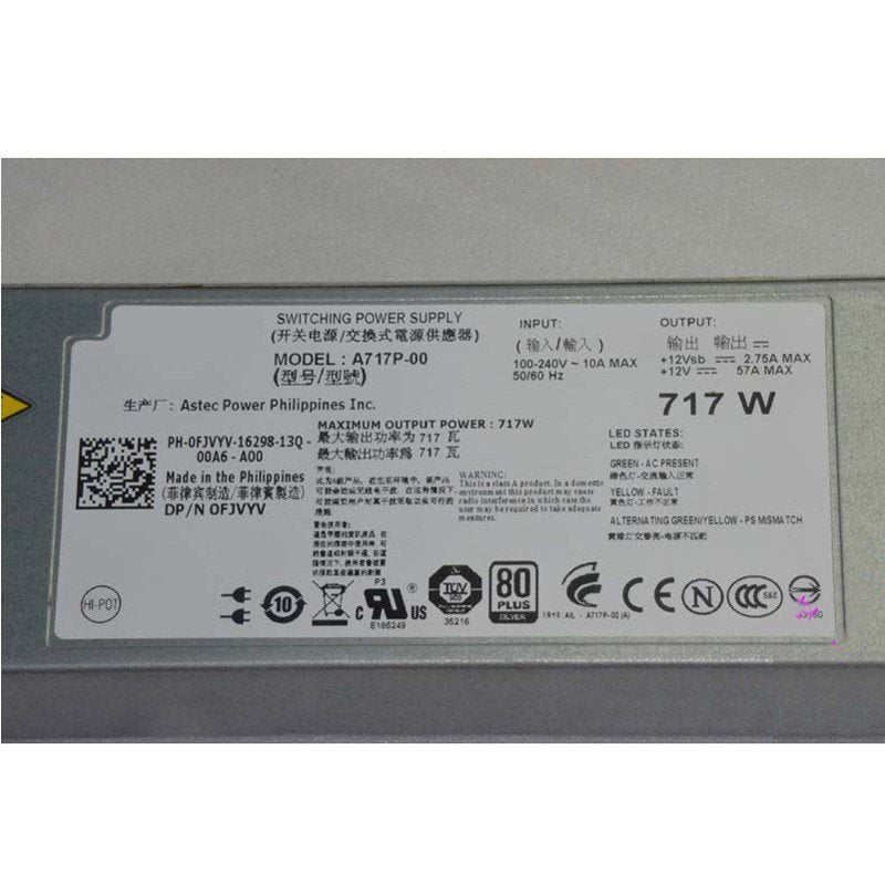 Dell Poweredge R610 A717P-00 0FJVYV FJVYV 717W Redundant Power Supply-FKA