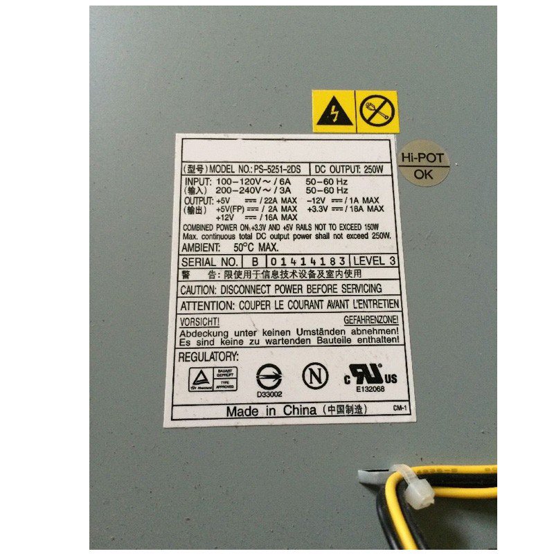 Dell Dimension 1100 2200 2300 2350 250W Power Supply M0148 0M0148 PS-5251-2DS-FKA