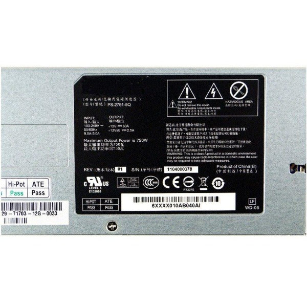 For Dell PowerEdge C2100 750Watt Power Supply 0F3R29 PS-2751-5Q-FKA