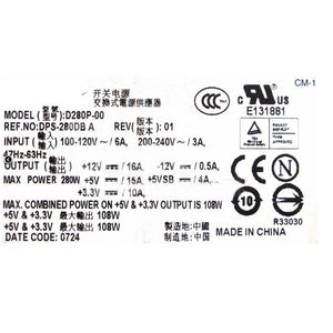 Dell Optiplex GX520 GX620 740 745 755 210L 320 330 280Watt Power Supply 0RT490 D280P-00-FKA