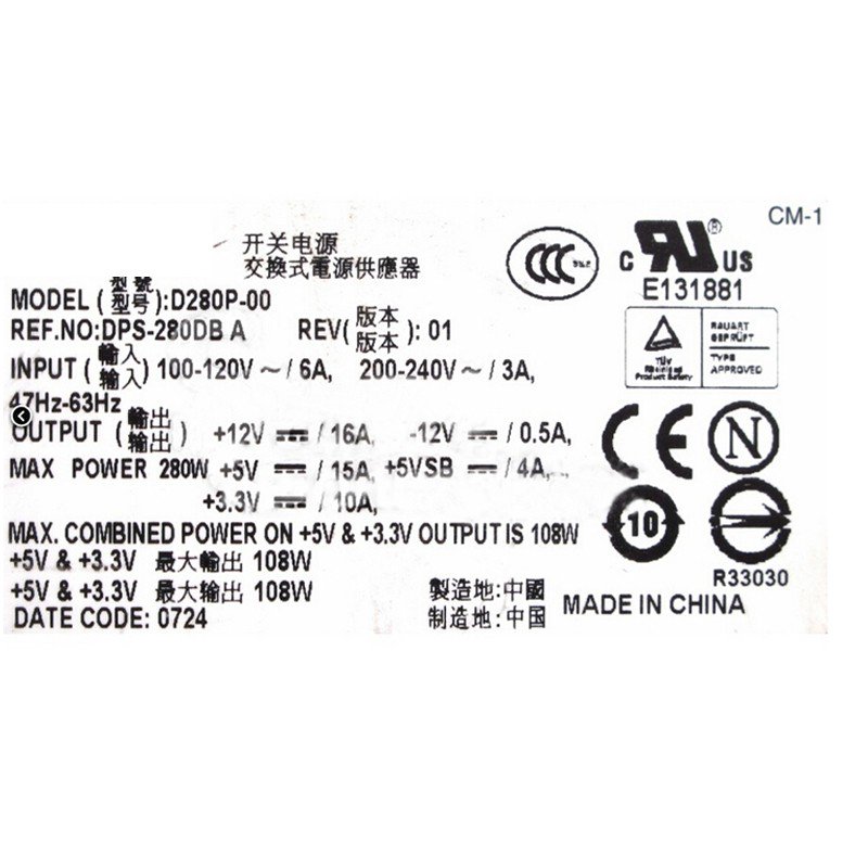 Dell Optiplex GX520 GX620 740 745 755 210L 320 330 280Watt Power Supply 0RT490 D280P-00-FKA