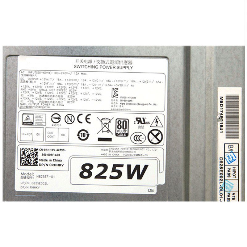 Dell Precision T5610 0RHHKV H825EF-01 825Watt Power Supply-FKA